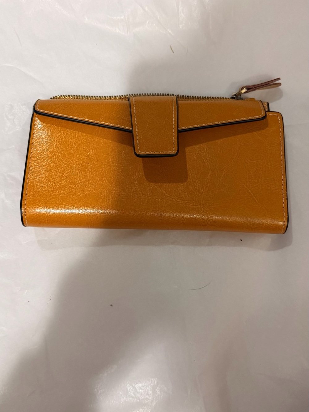 London Fog Mustard-Tone Zip Wallet with Snap Flap